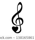 Unique treble clef symbol with integrated heart love music 138165861