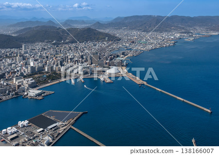 View of Takamatsu city, Kagawa Prefecture, from above the Seto Inland Sea. View of Takamatsu city, Kagawa Prefecture, from above the Seto Inland Sea. 138166007
