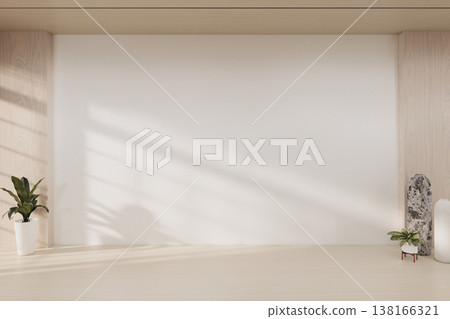 Mock up interior room and wood white color wall background 3D illustration rendering Mock up interior room and wood white color wall background 3D illustration rendering 138166321
