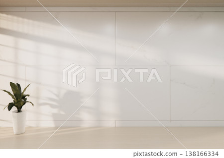 Mock up interior room and wood white color wall background 3D illustration rendering 138166334