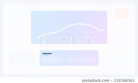 Dashboard interface with large gradient graph banner and lower content card in modern UI layout design showing structured analytics visualization for web platforms 138166361