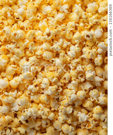 Seamless Cheese Popcorn Background with Glossy Coating and Crisp Texture Top View 138166369