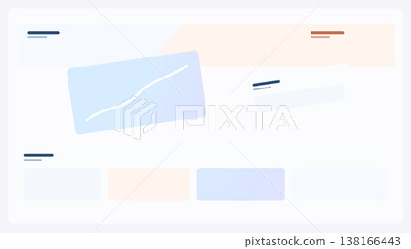Creative dashboard layout with tilted card element and abstract panels in modern UI interface design showing analytic visualization and content structure 138166443