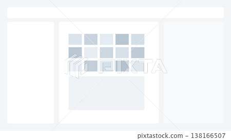 Dashboard interface with grid gallery blocks and large preview panel in modern UI layout design showing structured content organization for web application system Dashboard interface with grid gallery blocks and large preview panel in modern UI layout design showing structured content organization for web application system 138166507