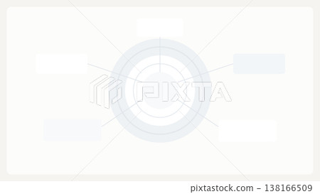Radial dashboard interface with circular target diagram and connected panels in modern UI layout design showing structured data mapping for analytics application 138166509