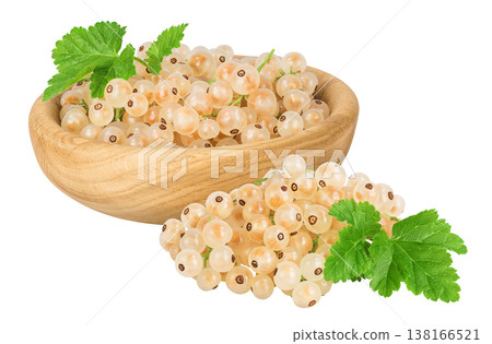 white or yellow currant in wooden bowl isolated on white background with full depth of field 138166521