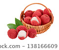 lychee fruit in wicker basket isolated on white background with full depth of field 138166609