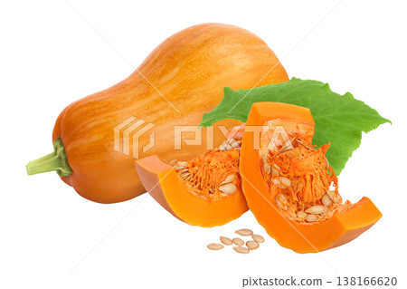 butternut squash piece isolated on white background with full depth of field butternut squash piece isolated on white background with full depth of field 138166620