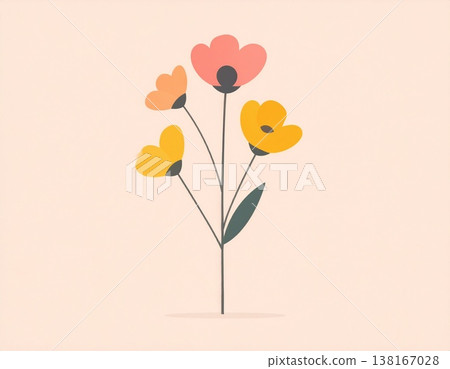 復古橙花插圖 復古橙花插圖 138167028