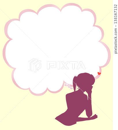 Woman in love cloud-shaped speech bubble silhouette Woman in love cloud-shaped speech bubble silhouette 138167132