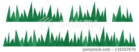 Grass halftone collage elements set. Cut out of crumpled paper doodle shapes. Modern retro vector illustration for spring and summer mixed media design and scrapbook isolated on transparent background 138167670