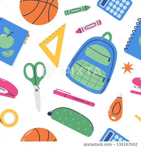 Seamless pattern with school supplies Seamless pattern with school supplies 138167682