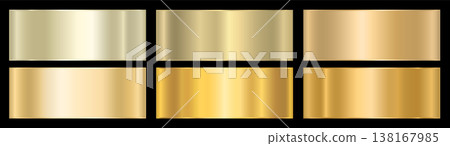 Golden metal gradient set for design. Metallic gradient effects for the design of text and bulletin boards, infographics. 138167985