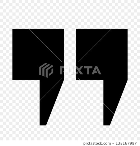 Double square quotes with sharp edges in black on a transparent background. Double square quotes with sharp edges in black on a transparent background. 138167987