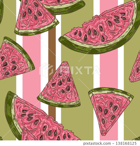 seamless pattern with watermelon slices 138168125