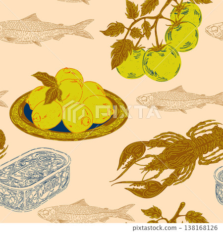 seamless pattern with fruits 138168126