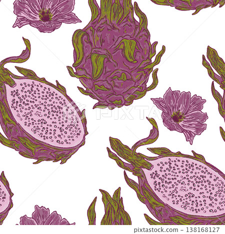 seamless pattern with hand drawn ink sketch 138168127