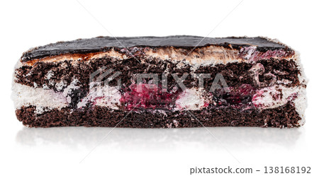 Chocolate cake cross section isolated on white background Chocolate cake cross section isolated on white background 138168192
