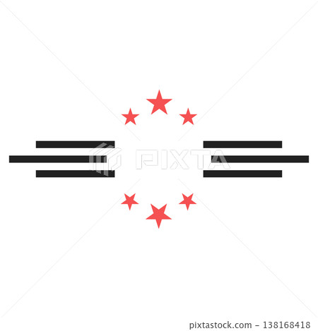 Abstract symmetric geometric emblem with stars and parallel bars minimal Abstract symmetric geometric emblem with stars and parallel bars minimal 138168418