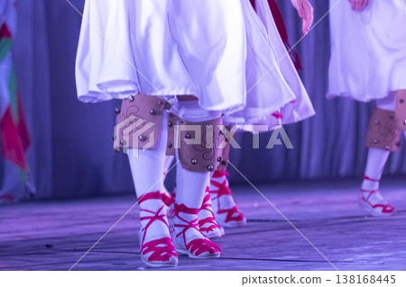 Basque traditional dance, street dances during a celebration Basque traditional dance, street dances during a celebration 138168445