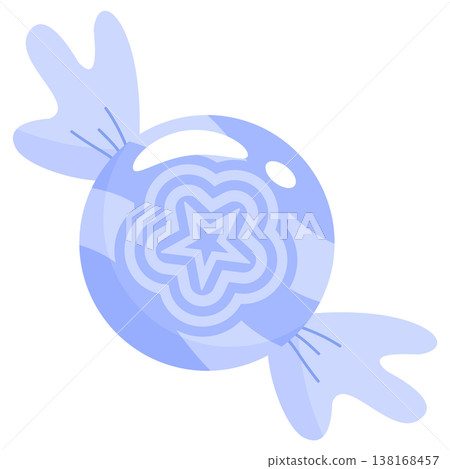 Single glossy blue pastel candy vector with star pattern and cute wing wrapper Single glossy blue pastel candy vector with star pattern and cute wing wrapper 138168457