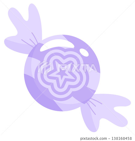 Single glossy purple pastel candy vector with star pattern and cute wing wrapper Single glossy purple pastel candy vector with star pattern and cute wing wrapper 138168458