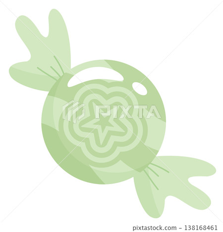 Single glossy olive green pastel candy vector with star pattern and wing wrapper Single glossy olive green pastel candy vector with star pattern and wing wrapper 138168461