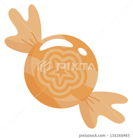 Orange wrapped candy vector illustration with star motif in flat style Orange wrapped candy vector illustration with star motif in flat style 138168465