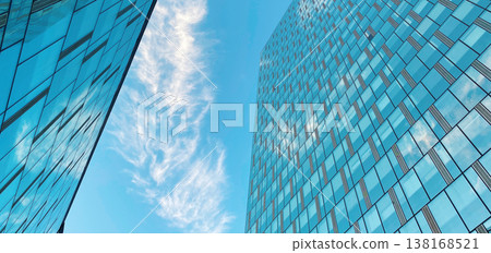 Office building. Glass skyscrapers in business center. Architecture, commercial real estate 138168521
