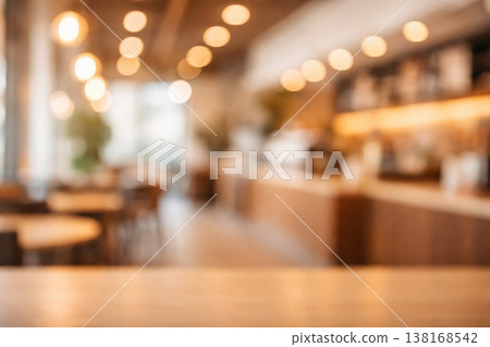 Blurred modern coffee shop interior with counter and soft lighting background 138168542
