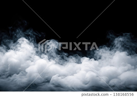 Abstract White Smoke Clouds Flowing on Dark Background Atmospheric Fog Texture Abstract White Smoke Clouds Flowing on Dark Background Atmospheric Fog Texture 138168556