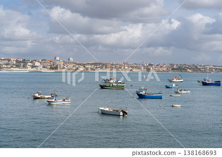 Cascais Coast with Boats and Distant City View 138168693