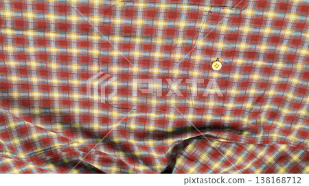 Checkered red and yellow down clothes shirt with button Checkered red and yellow down clothes shirt with button 138168712