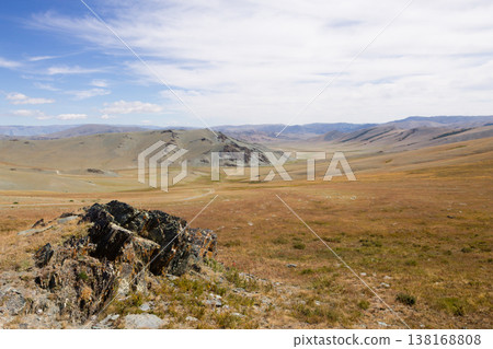 Landscape with dirt road in Altai Tavan Bogd National Park, Mongolia Landscape with dirt road in Altai Tavan Bogd National Park, Mongolia 138168808