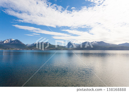 Ushuaia cityscape from Beagle channel, Argentina landscape 138168888