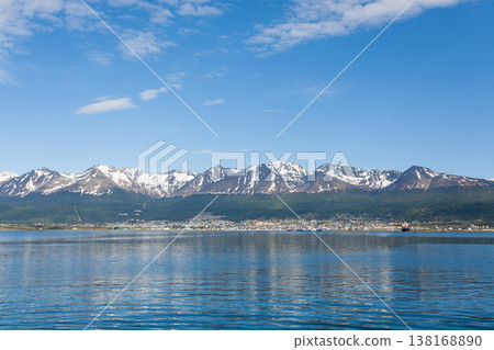 Ushuaia cityscape from Beagle channel, Argentina landscape 138168890