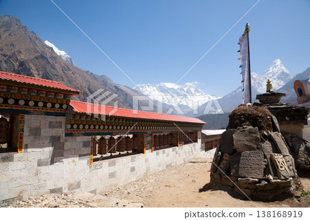 Tengboche monastery with peaks in background, EBC, Nepal Tengboche monastery with peaks in background, EBC, Nepal 138168919