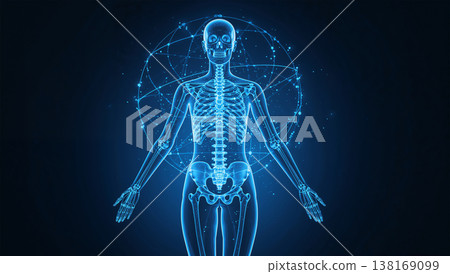 未來醫療保健的願景：女性人體骨骼和醫療數據網路。 138169099