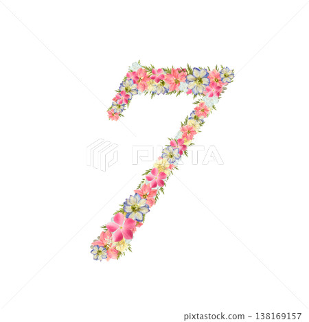 數字 7 的壓花設計,精緻的襯線字體,粉紅色和藍色的植物數字,透明 PNG 背景。 數字 7 的壓花設計,精緻的襯線字體,粉紅色和藍色的植物數字,透明 PNG 背景。 138169157