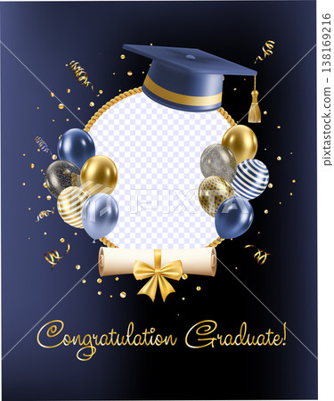 Realistic Blue graduate caps set. 3D Graduation Doctoral hat. Realistic Blue graduate caps set. 3D Graduation Doctoral hat. 138169216