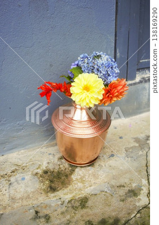 Dahlia floral offering, Nepal, 2 Dahlia floral offering, Nepal, 2 138169290
