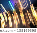 Nighttime urban glow with movement. Vivid city nightlife captured through energetic streaks of neon and busy traffic flows Nighttime urban glow with movement. Vivid city nightlife captured through energetic streaks of neon and busy traffic flows 138169398