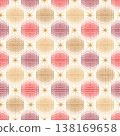 Holiday baubles seamless pattern. Christmas icon ornament. Halftone balls and stars noel festive decor 138169658