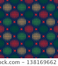 Holiday baubles seamless pattern. Christmas icon ornament. Halftone balls and stars noel festive decor 138169662