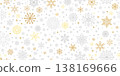 Christmas holiday seamless pattern. Snowflake icons and noel decor. Beautiful winter crystal xmas background 138169666