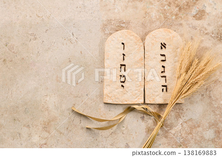 Shavuot holiday celebrating ten commandments and wheat harvest 138169883