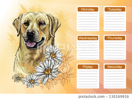 Labrador printable planner and school schedule vector Labrador printable planner and school schedule vector 138169916