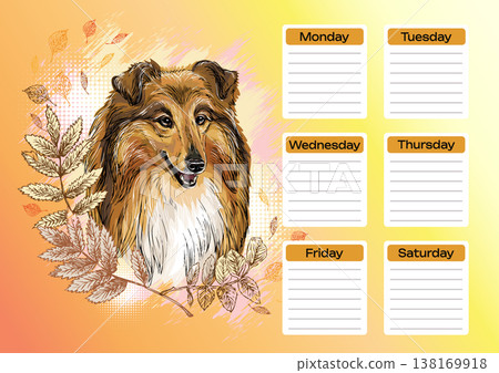 Collie printable planner and school schedule vector Collie printable planner and school schedule vector 138169918