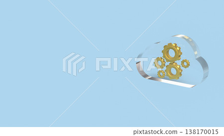 Cloud Computing System with Gear Technology Concept 3d render. Cloud Computing System with Gear Technology Concept 3d render. 138170015