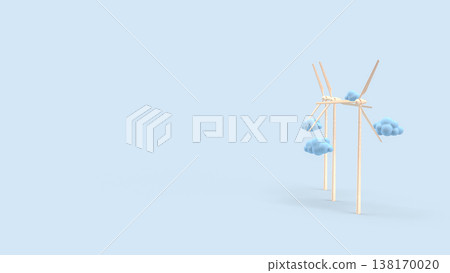 Wind Turbine Renewable Energy Sustainable Power Concept 3d render. Wind Turbine Renewable Energy Sustainable Power Concept 3d render. 138170020